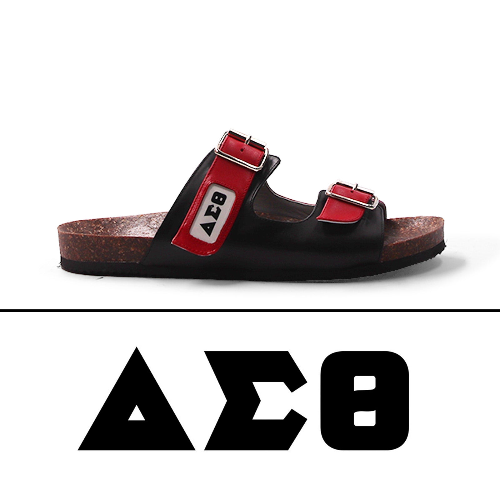 Delta Sigma Theta Double Strap Greek Letter Sandals