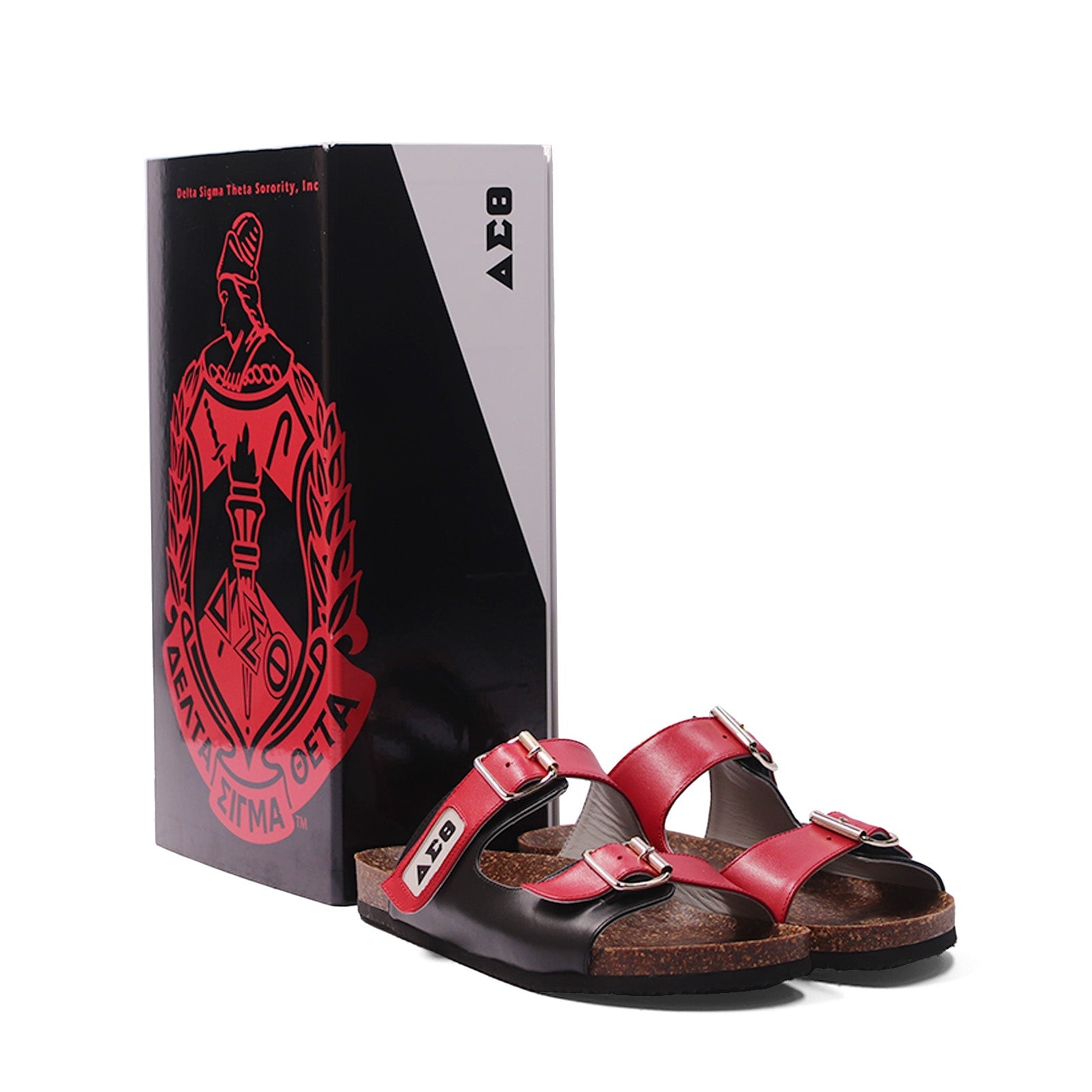 Delta Sigma Theta Double Strap Greek Letter Sandals