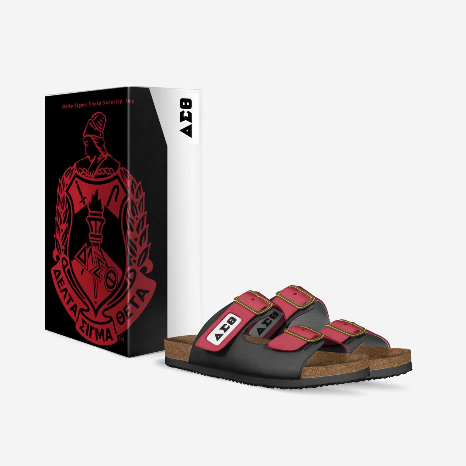 Delta Sigma Theta Double Strap Greek Letter Sandals