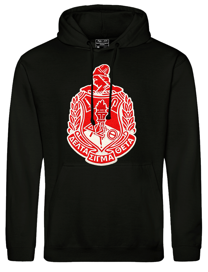 Boston Alumnae Chapter Black Embroidered Chenille Shield Hoodie