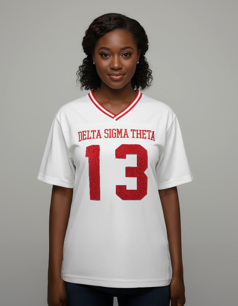 DST OVERSIZED CHENILLE FOOTBALL JERSEY TEE_IVORY