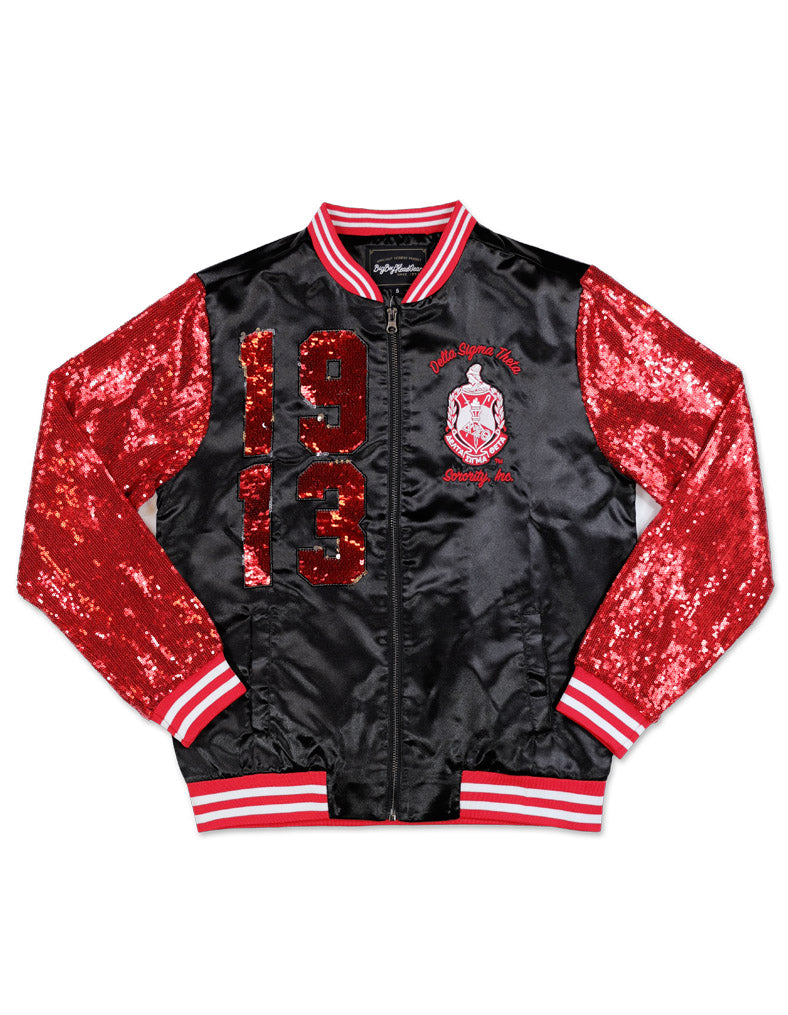 DST SATIN SEQUIN JACKET_BLACK