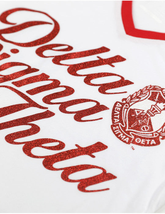 Delta Sigma Theta Wide Bottom V-neck White T-shirt