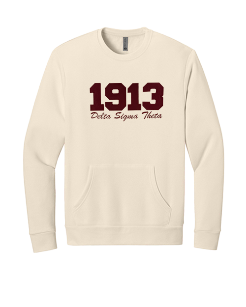 Delta Sigma Theta 1913 Cream / Crimson Eclipse Sweatshirt w/ Pocket