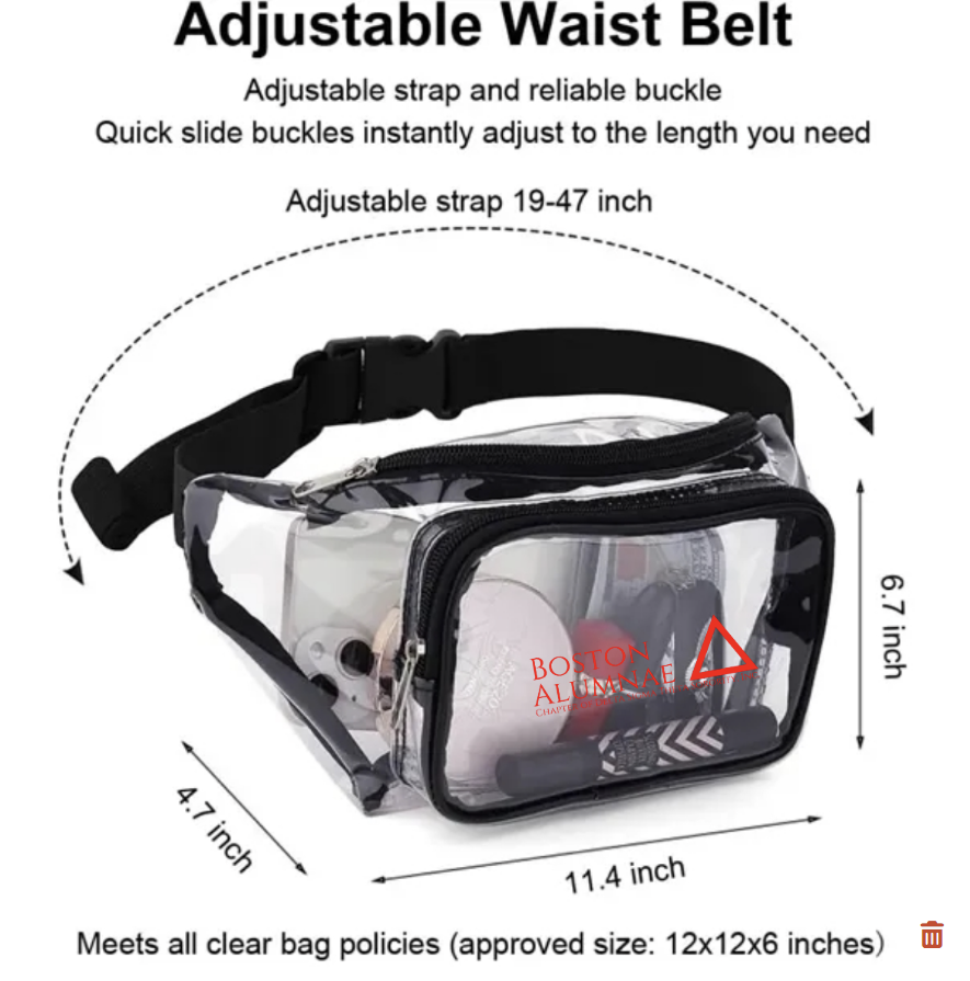 BAC PVC Clear Fanny Pack w/ Zipper Pockets Transparent Bag