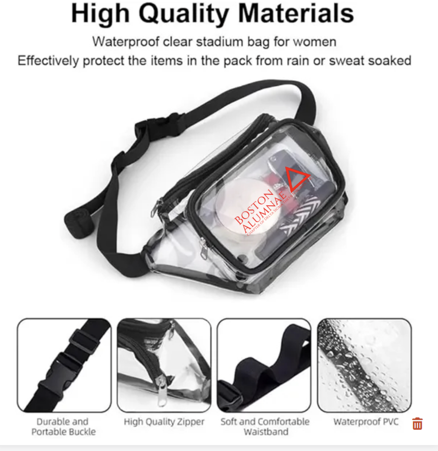 BAC PVC Clear Fanny Pack w/ Zipper Pockets Transparent Bag