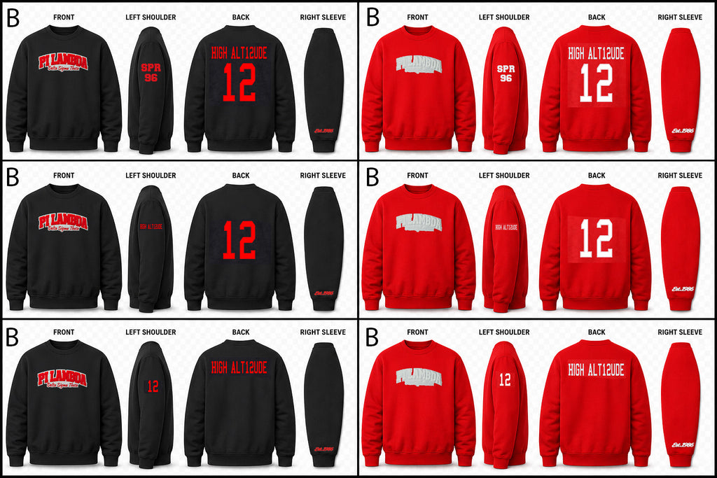 Pi Lambda EST 1986 Embroidered Sweatshirts Version B
