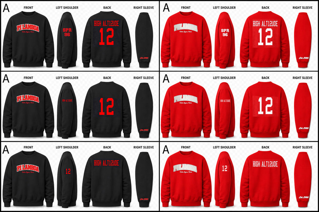 Pi Lambda EST 1986 Embroidered Sweatshirts Version A