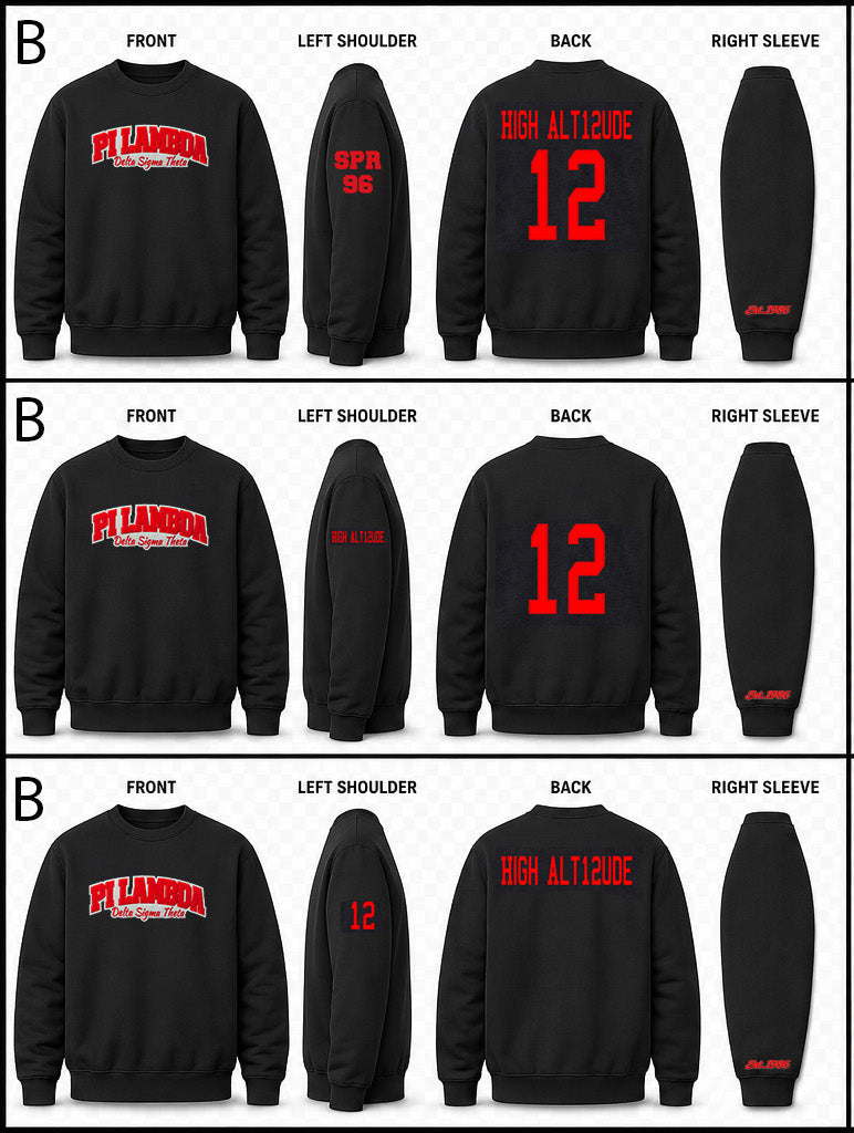 Pi Lambda EST 1986 Embroidered Sweatshirts Version B