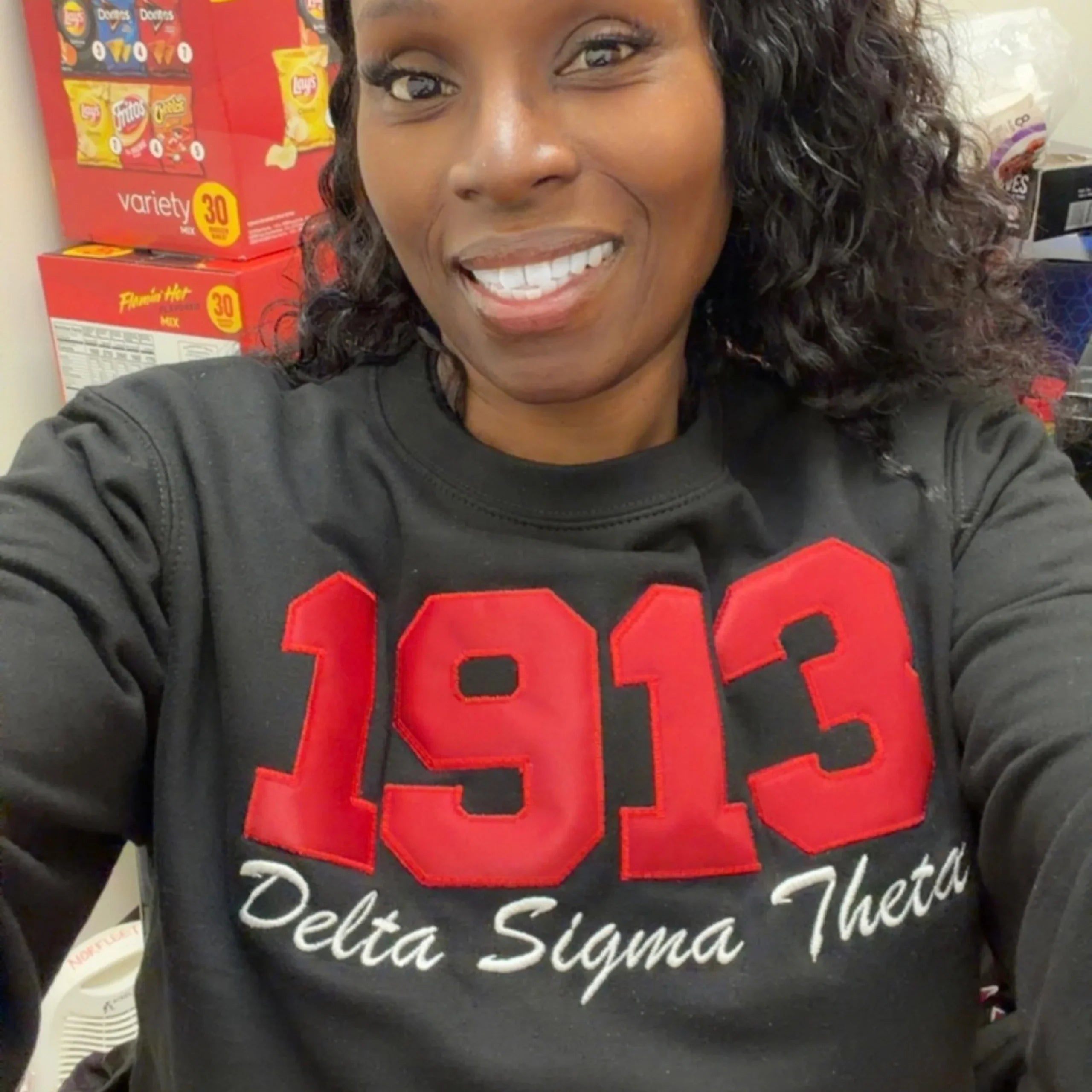 Delta Sigma Theta Black / Red (White Text) Eclipse Sweatshirt